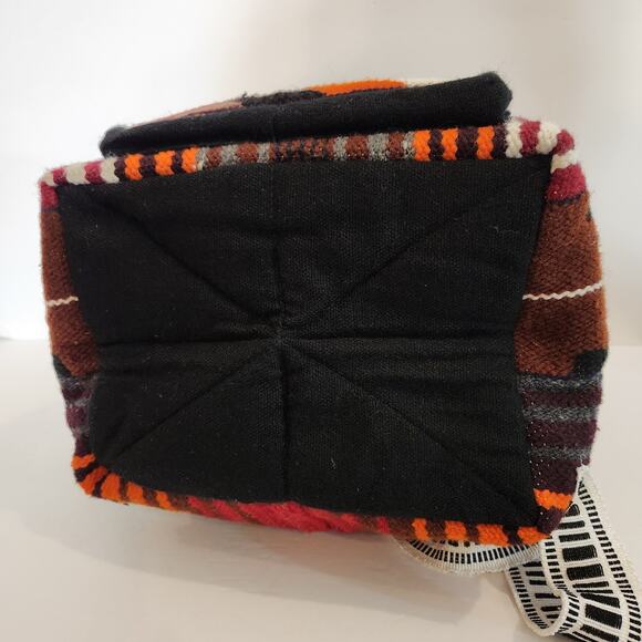 Peruvian Wool Red Black Aztec Print Lined Backpack Boho Hippie Retro Western - Picture 11 of 12